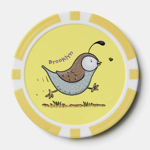 Cute happy californian quail cartoon afbeelding poker chips