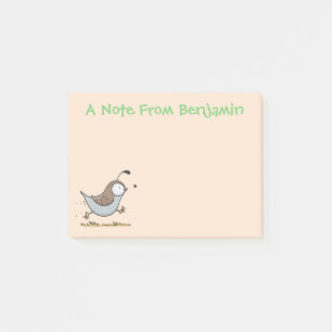 Cute happy californian quail cartoon afbeelding post-it® notes