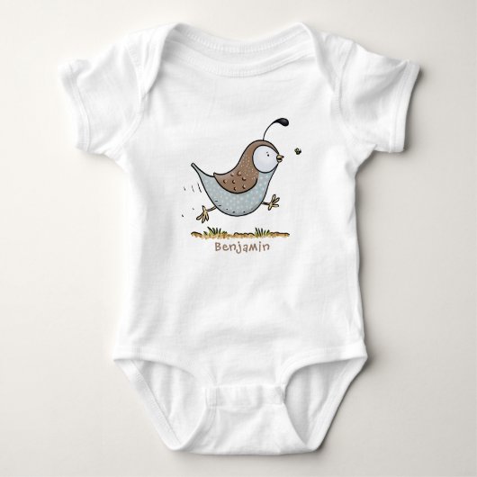 Cute happy californian quail cartoon afbeelding romper (Voorkant)