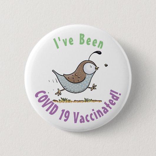 Cute happy californian quail cartoon afbeelding ronde button 5,7 cm (Voorkant)