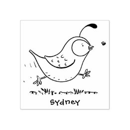 Cute happy californian quail cartoon afbeelding rubberstempel