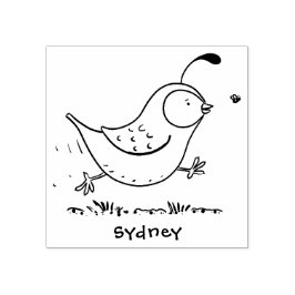 Cute happy californian quail cartoon afbeelding rubberstempel