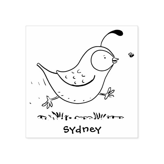 Cute happy californian quail cartoon afbeelding rubberstempel (Afrduk)