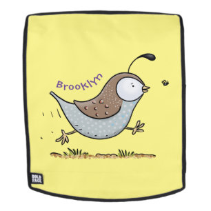 Cute happy californian quail cartoon afbeelding rugtassen