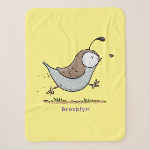 Cute happy californian quail cartoon afbeelding sherpa deken