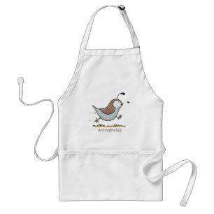 Cute happy californian quail cartoon afbeelding standaard schort