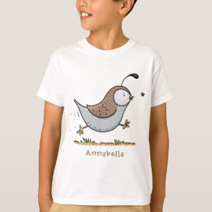 Cute happy californian quail cartoon afbeelding t-shirt