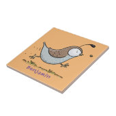 Cute happy californian quail cartoon afbeelding tegeltje (Zijkant)