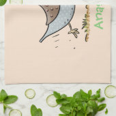 Cute happy californian quail cartoon afbeelding theedoek (Gevouwen)