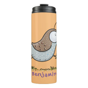 Cute happy californian quail cartoon afbeelding thermosbeker