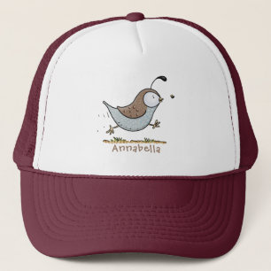 Cute happy californian quail cartoon afbeelding trucker pet