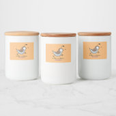 Cute happy californian quail cartoon afbeelding voedselcontainer etiket (Flessen)