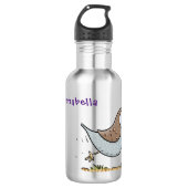 Cute happy californian quail cartoon afbeelding waterfles  (Voorkant)