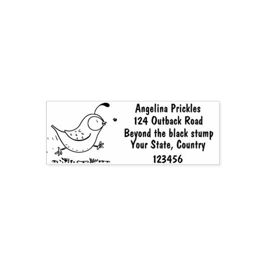Cute happy californian quail cartoon afbeelding  zelfinktende stempel (Design)