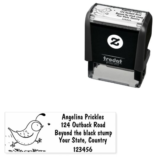 Cute happy californian quail cartoon afbeelding  zelfinktende stempel (In situ)