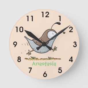 Cute happy californian quail cartoon ronde klok