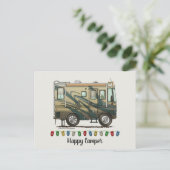 Cute Happy Camper Big RV Coach Motorhome Briefkaart (Staand voorkant)