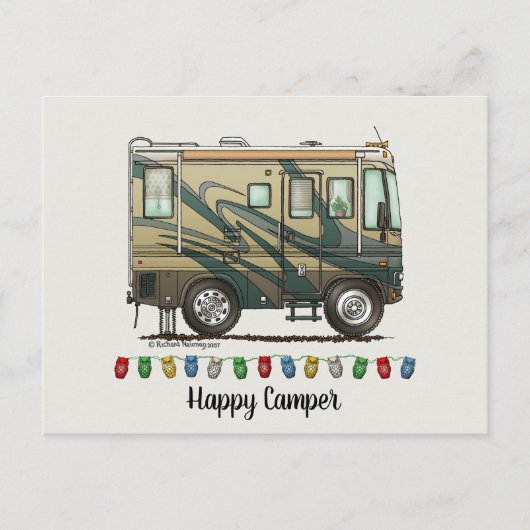 Cute Happy Camper Big RV Coach Motorhome Briefkaart (Voorkant)