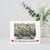 Cute Happy Camper Big RV Coach Motorhome Briefkaart (Staand voorkant)