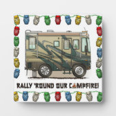 Cute Happy Camper Big RV Coach Motorhome Fotoplaat (Voorkant)