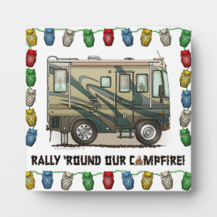 Cute Happy Camper Big RV Coach Motorhome Fotoplaat