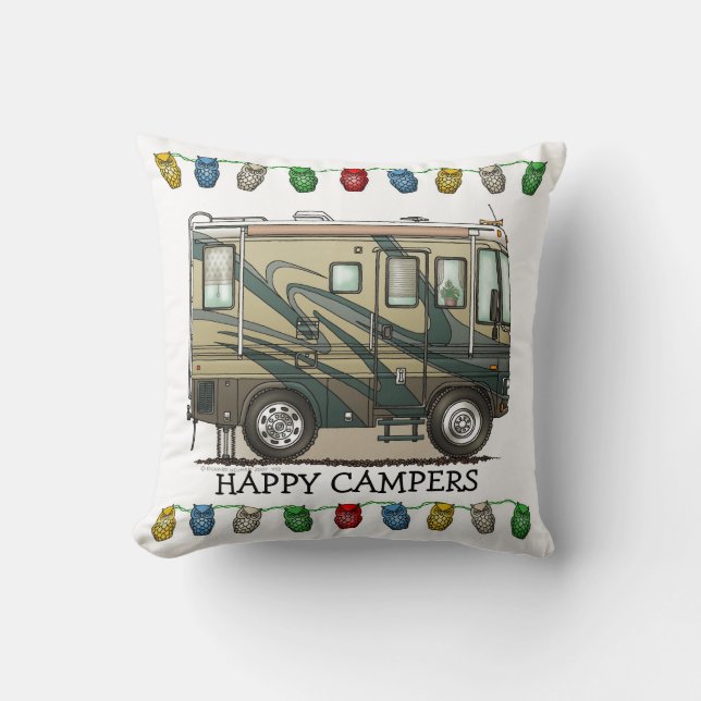 Cute Happy Camper Big RV Coach Motorhome Kussen (Voorkant)
