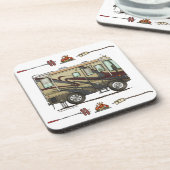 Cute Happy Camper Big RV Coach Motorhome (maroon) Onderzetter (Linkerzijde)