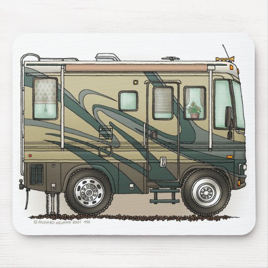 Cute Happy Camper Big RV Coach Motorhome Muismat (Voorkant)