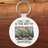 Cute Happy Camper Big RV Coach Motorhome Sleutelhanger (Voorkant)