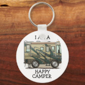 Cute Happy Camper Big RV Coach Motorhome Sleutelhanger (Voorkant)