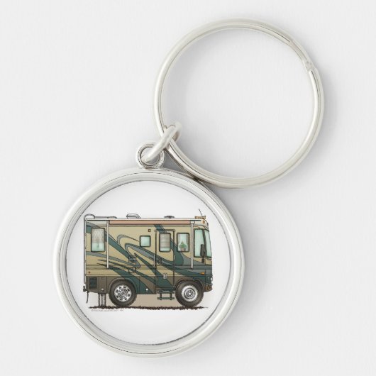 Cute Happy Camper Big RV Coach Motorhome Sleutelhanger (Voorkant)