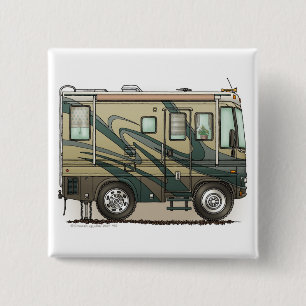 Cute Happy Camper Big RV Coach Motorhome Vierkante Button 5,1 Cm
