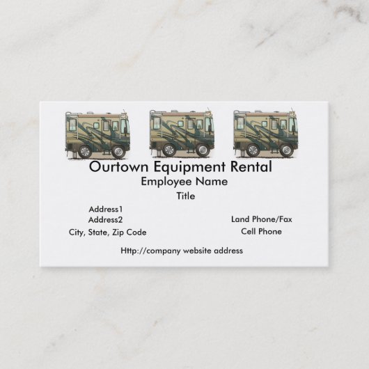 Cute Happy Camper Big RV Coach Motorhome Visitekaartje (Voorkant)