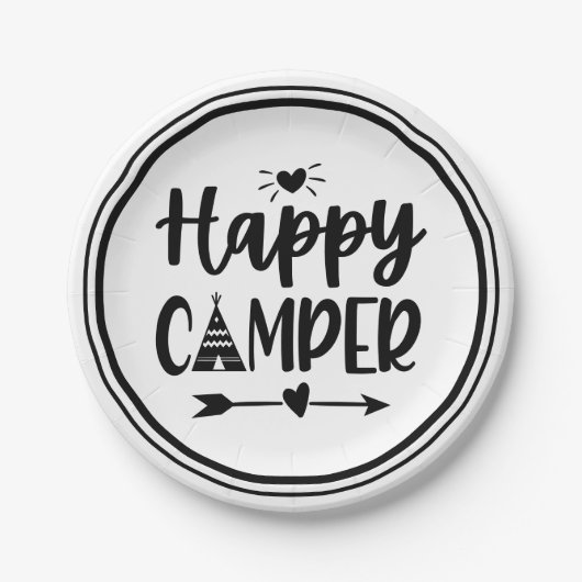 Cute Happy Camper Boho Tribal Camping Party Papieren Bordje (Voorkant)