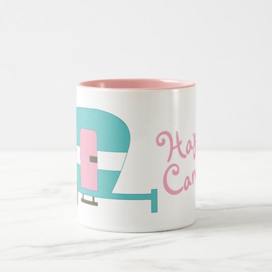 Cute Happy Camper Personalized Mug Tweekleurige Koffiemok (Center)