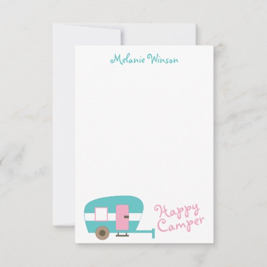 Cute Happy Camper Personalized Note Cards Bedankkaart (Voorkant)