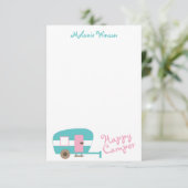 Cute Happy Camper Personalized Note Cards Bedankkaart (Staand voorkant)