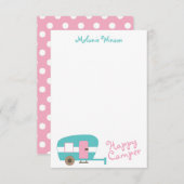 Cute Happy Camper Personalized Note Cards Bedankkaart (Voorkant / Achterkant)