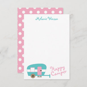 Cute Happy Camper Personalized Note Cards Bedankkaart