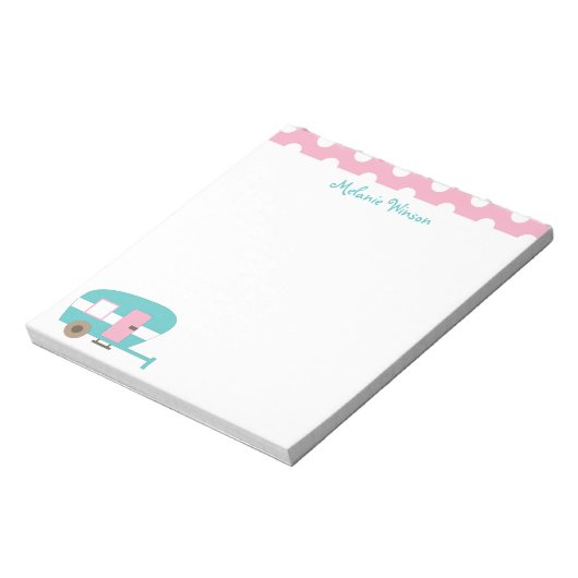 Cute Happy Camper Personalized Notitieblok (Linkerzijde)