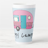 Cute Happy Camper Pink RV Latte Mok (Voorkant)