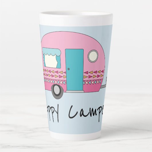 Cute Happy Camper Pink RV Latte Mok (Voorkant)
