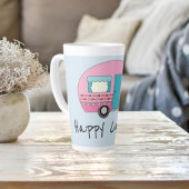 Cute Happy Camper Pink RV Latte Mok