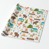 Cute Happy Campers Woodland Pattern Cadeaupapier (Uitgerold)