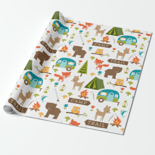 Cute Happy Campers Woodland Pattern Cadeaupapier