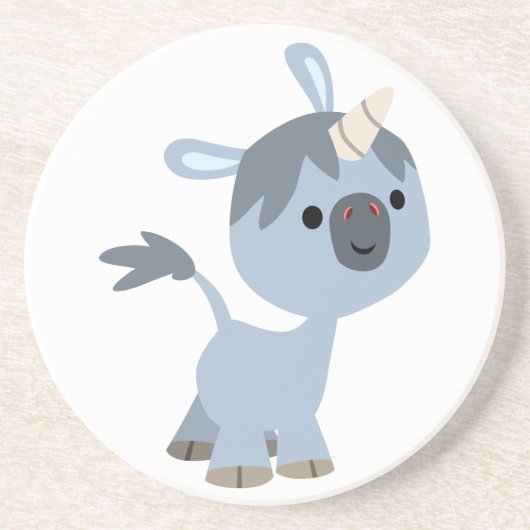 Cute Happy Cartoon Baby Unicorn Onderzetter (Voorkant)