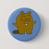 Cute, happy cartoon beaver button (Voorkant)
