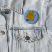 Cute, happy cartoon beaver button (In situ)