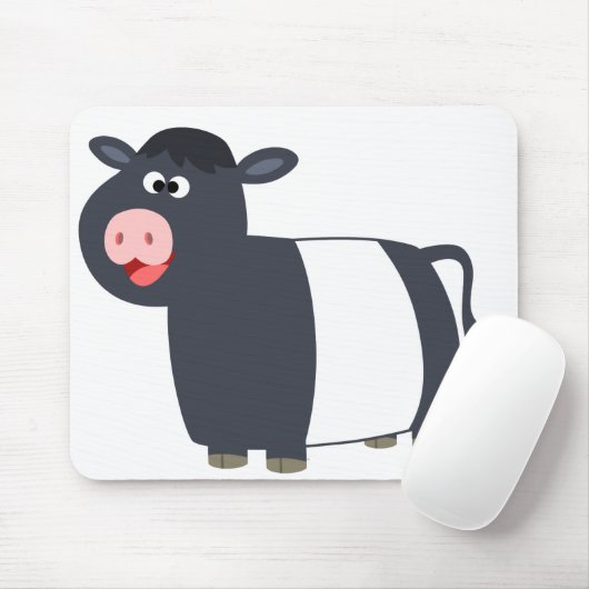 Cute Happy Cartoon Belted Galloway Koe Mousepad Muismat (Met muis)