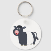 Cute Happy Cartoon Belted Galloway Koe Sleutelhang Sleutelhanger (Voorkant)